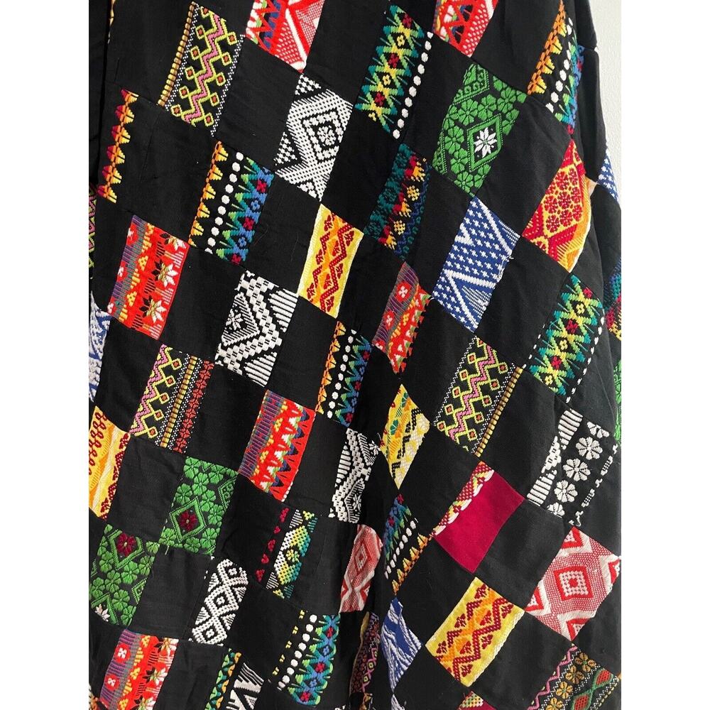 Vintage Handmade Patchwork Quilted Multicolor Azt… - image 8